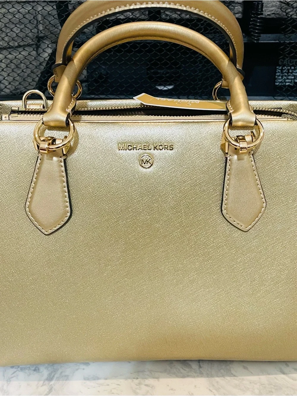 Michael Kors Metallic Gold Saffiano Satchel